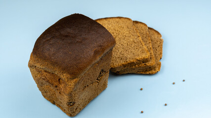 Sliced rye bread close up