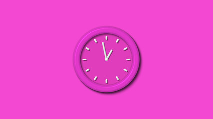 New pink color 3d wall clock isolated on pink background,couting down clock isolated