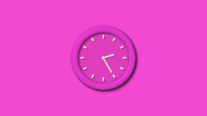 New pink color 3d wall clock isolated on pink background,couting down clock isolated