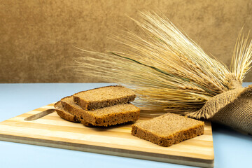 Sliced rye bread close up