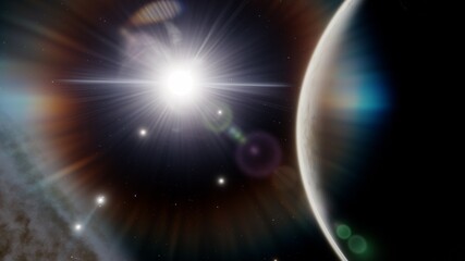 Cosmic landscape, beautiful science fiction wallpaper with endless deep space. 3D render