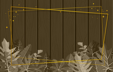 Rectangle Wood Tropical Plant Summer Leaf Border Frame Background
