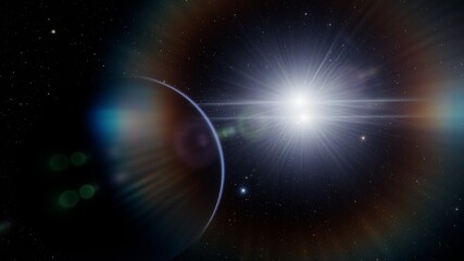 Cosmic landscape, beautiful science fiction wallpaper with endless deep space. 3D render