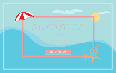 summer sale template banners with 30% - 50% - 70% discount, vector illustrations, eps 10