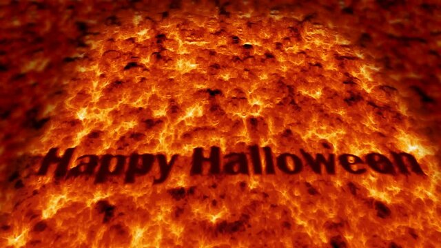 Happy Halloween, 3D Text animation of halloween in floating Lava,And the halloween text dissolves in the lava, Lava animation,Luxury and elegant dynamic animation footage of halloween theme