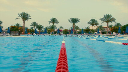 Beautiful open air pool in summer. Swimming pool at luxury hurghada resort.