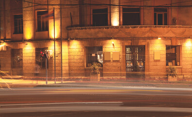 Obraz premium Car lights in the night city. Traffic