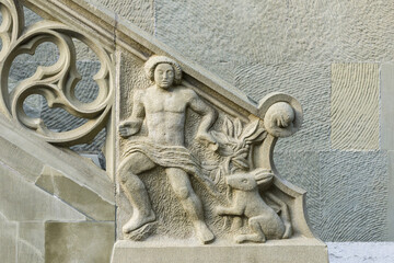 sculptures on the facade of the Town hall of Bern, Switzerland
