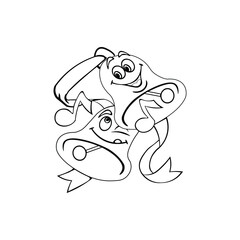Bells icon for New Year and Christmas decoration. Holiday and joy symbols. The sign is black and white and flat in vector graphics.