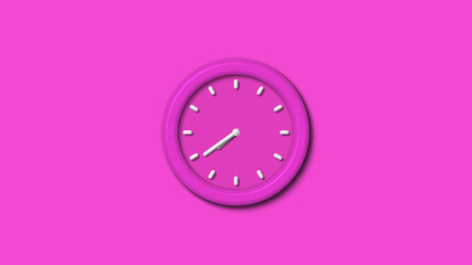 Amazing pink color 12 hours 3d wall clock isolated,3d wall clock