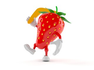 Strawberry character throwing boomerang