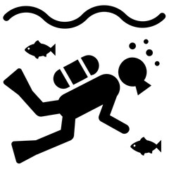 
An underwater swimming with equipments, scuba diving 
