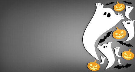 Halloween paper decoration collection on a background - 3d rendering