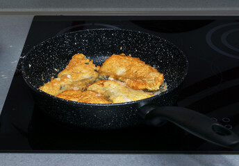 Delicious and healthy fish is fried in a pan in the best way to serve on the dining table.Similar photos.
