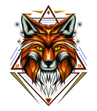 fox illustration vector. tshirt design template.