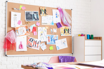 Workplace in studio of fashion designer
