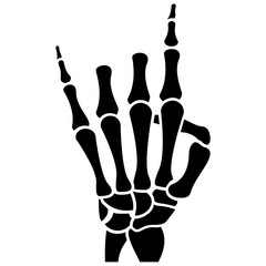 
A skeleton hand is making rock symbol 
