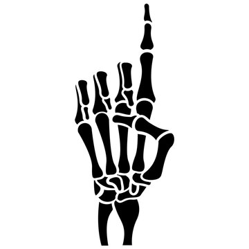 
A skeleton hand with pointed fingers 
