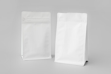 Blank bags on grey background