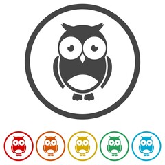 Cute Owl ring icon, color set