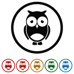 Cute Owl ring icon, color set