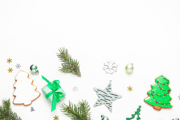 Beautiful New Year composition on white background