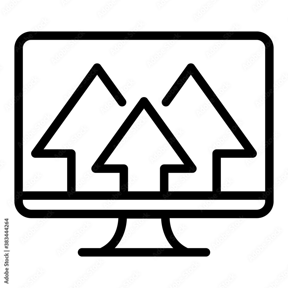 Poster Arrows monitor icon. Outline arrows monitor vector icon for web design isolated on white background