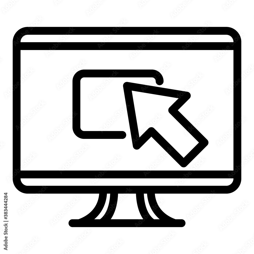 Poster arrow on monitor icon. outline arrow on monitor vector icon for web design isolated on white backgro