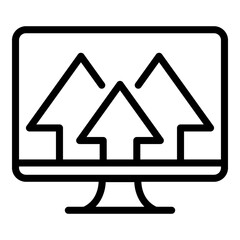 Arrows monitor icon. Outline arrows monitor vector icon for web design isolated on white background