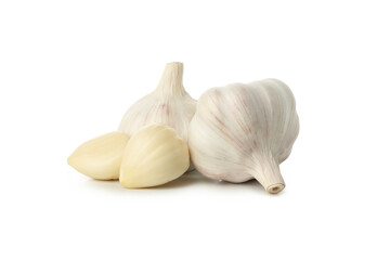 Raw fresh garlic isolated on white background