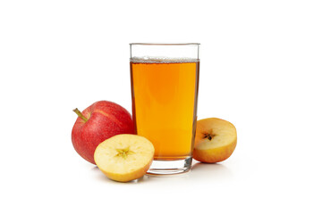 Glass of apple juice isolated on white background