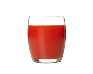 Glass of tomato juice isolated on white background