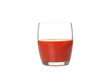Glass of tomato juice isolated on white background