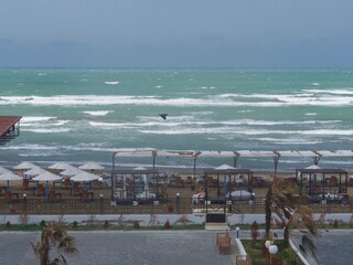 Windy day on Caspian Sea.