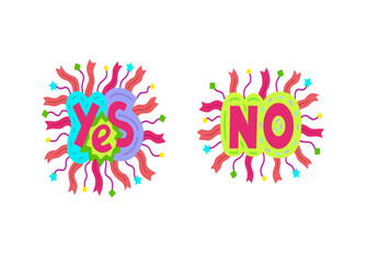 Inscription: yes, no. Lettering. Vector illustration.