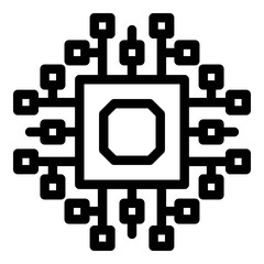 Computer cpu icon. Outline computer cpu vector icon for web design isolated on white background