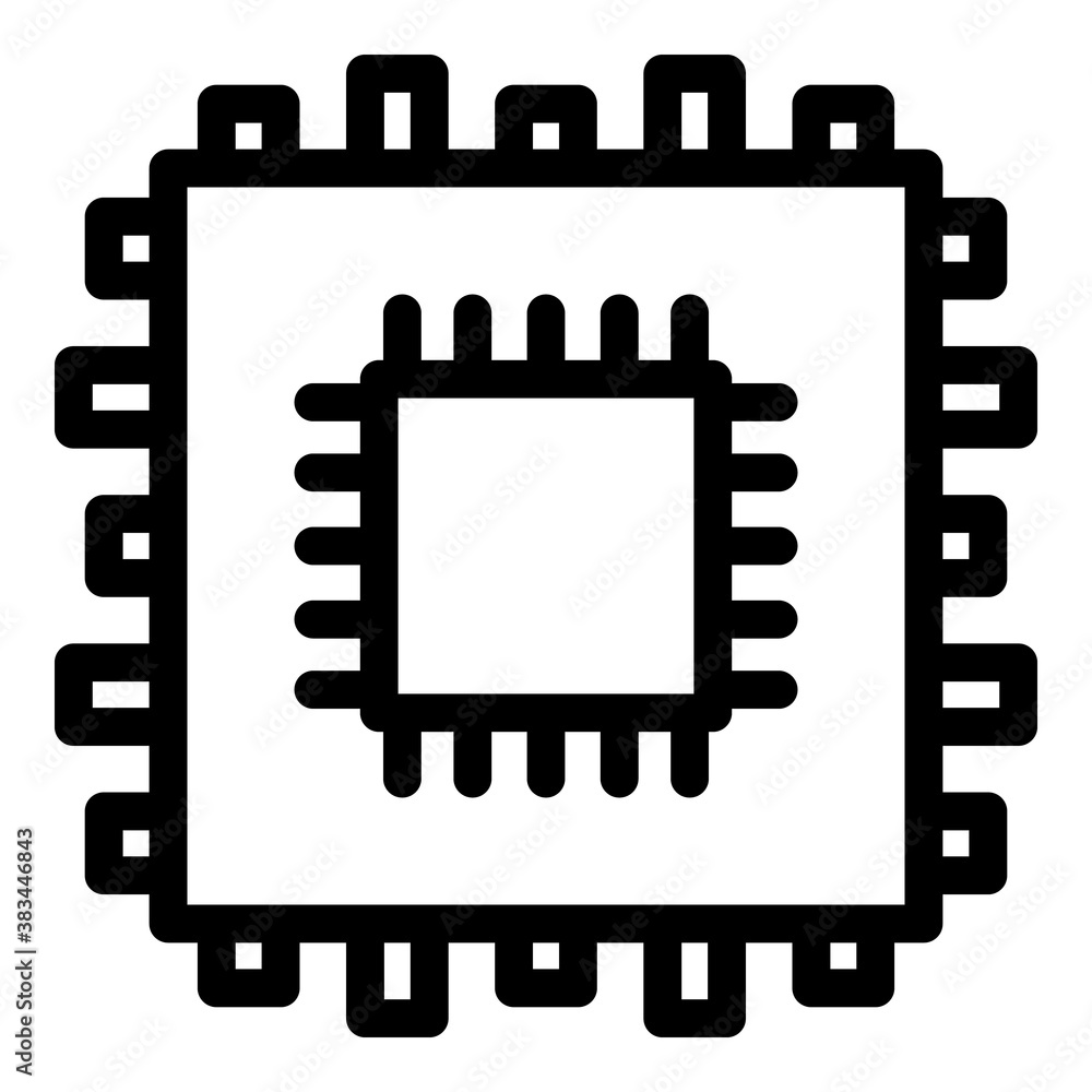 Poster Chip processor icon. Outline chip processor vector icon for web design isolated on white background