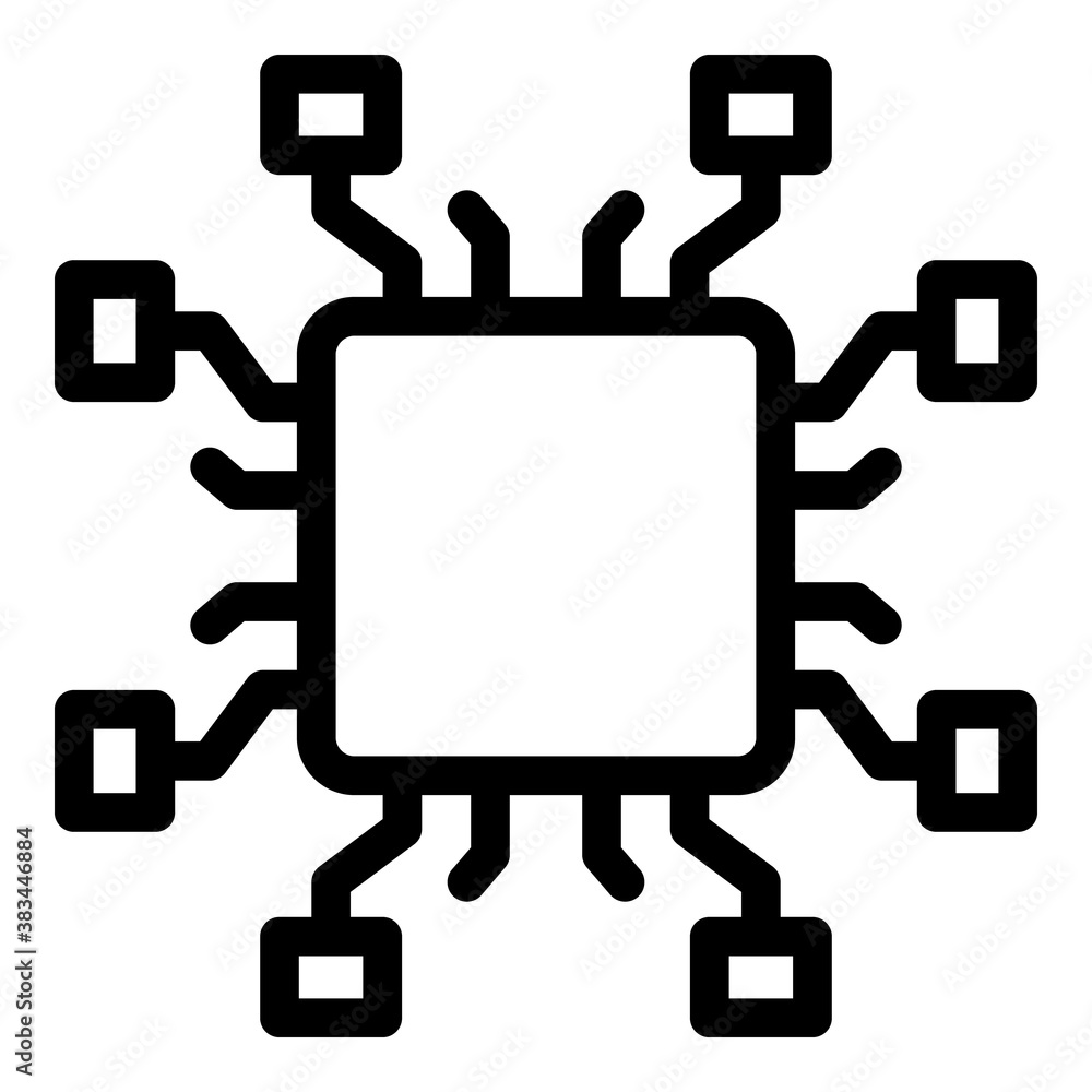 Wall mural smart processor icon. outline smart processor vector icon for web design isolated on white backgroun