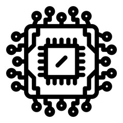Electronic processor icon. Outline electronic processor vector icon for web design isolated on white background