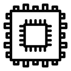 Chip processor icon. Outline chip processor vector icon for web design isolated on white background