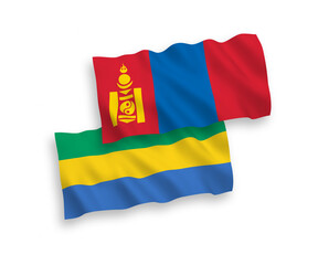 Flags of Mongolia and Gabon on a white background