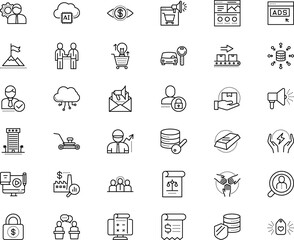 business vector icon set such as: conservation, deposit, adult, group, video, balance, handshake, brick, course, ad, men, form, order, send, yard, meeting, auto, excel, integration, eye, find, agree