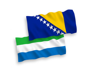 Flags of Bosnia and Herzegovina and Sierra Leone on a white background