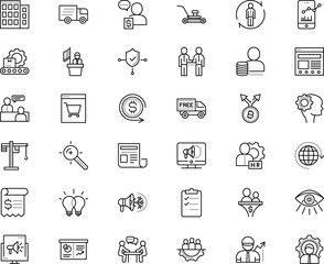 business vector icon set such as: look, art, occupation, secure, screen, male, development, advisor, think, protection, invoicing, crypto-currency, p2p, banner, vision, developer, calculation, view