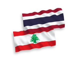Flags of Lebanon and Thailand on a white background