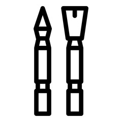 Pen and brush icon. Outline pen and brush vector icon for web design isolated on white background