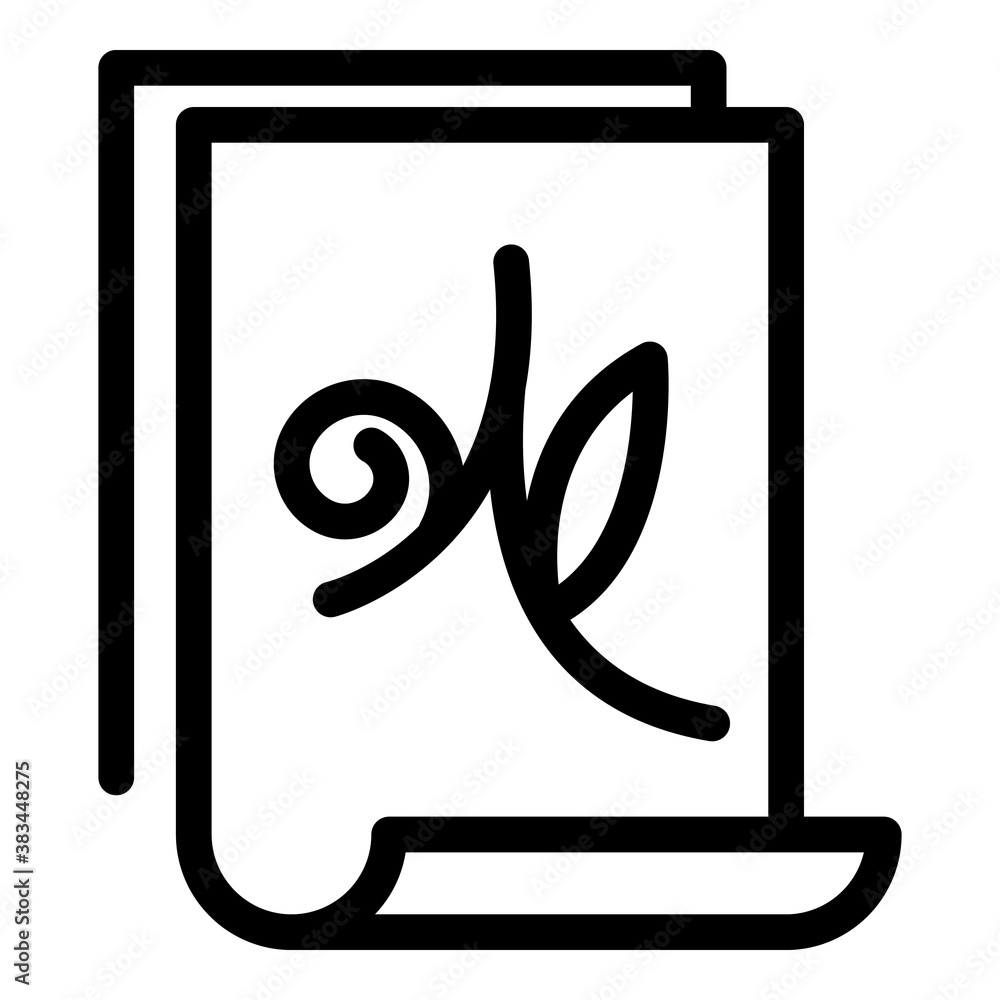 Poster calligraphy paper icon. outline calligraphy paper vector icon for web design isolated on white backg