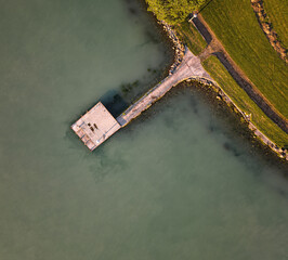Aerial view on pier at lake Balaton