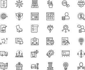 business vector icon set such as: apartment, science, database, abstract, advice, family, invoice, sphere, share, parcel, partner, mechanic, checkmate, through, map, assistance, lead, computing