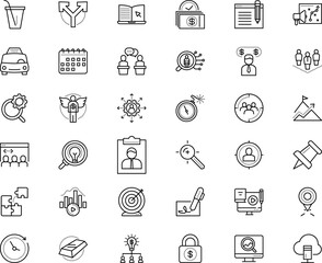 business vector icon set such as: conceptual, resource, treasure, beverage, interview, label, mission, light, tablet, peak, agreement, electricity, user, together, keyword, system, compliance, comic